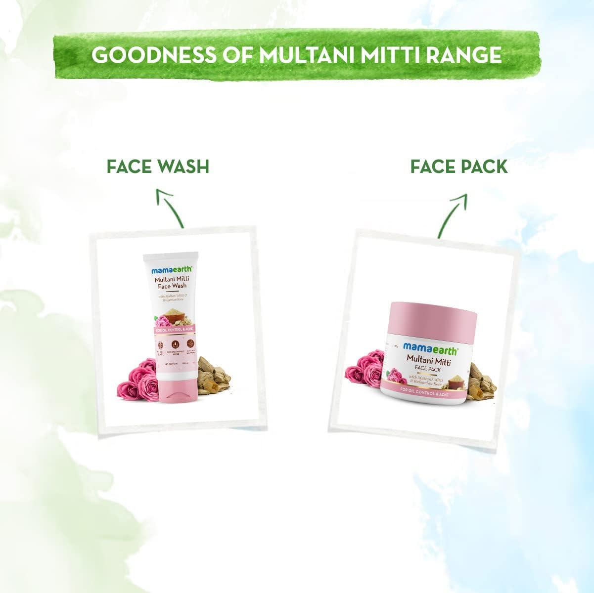 Divyam_Mamaearth Mama\'Earth Multani Mitti Face Wash with Multani Mitti & Bulgarian Rose For Oil Control & Acne - 100 ml (Pack of 1 (100g))