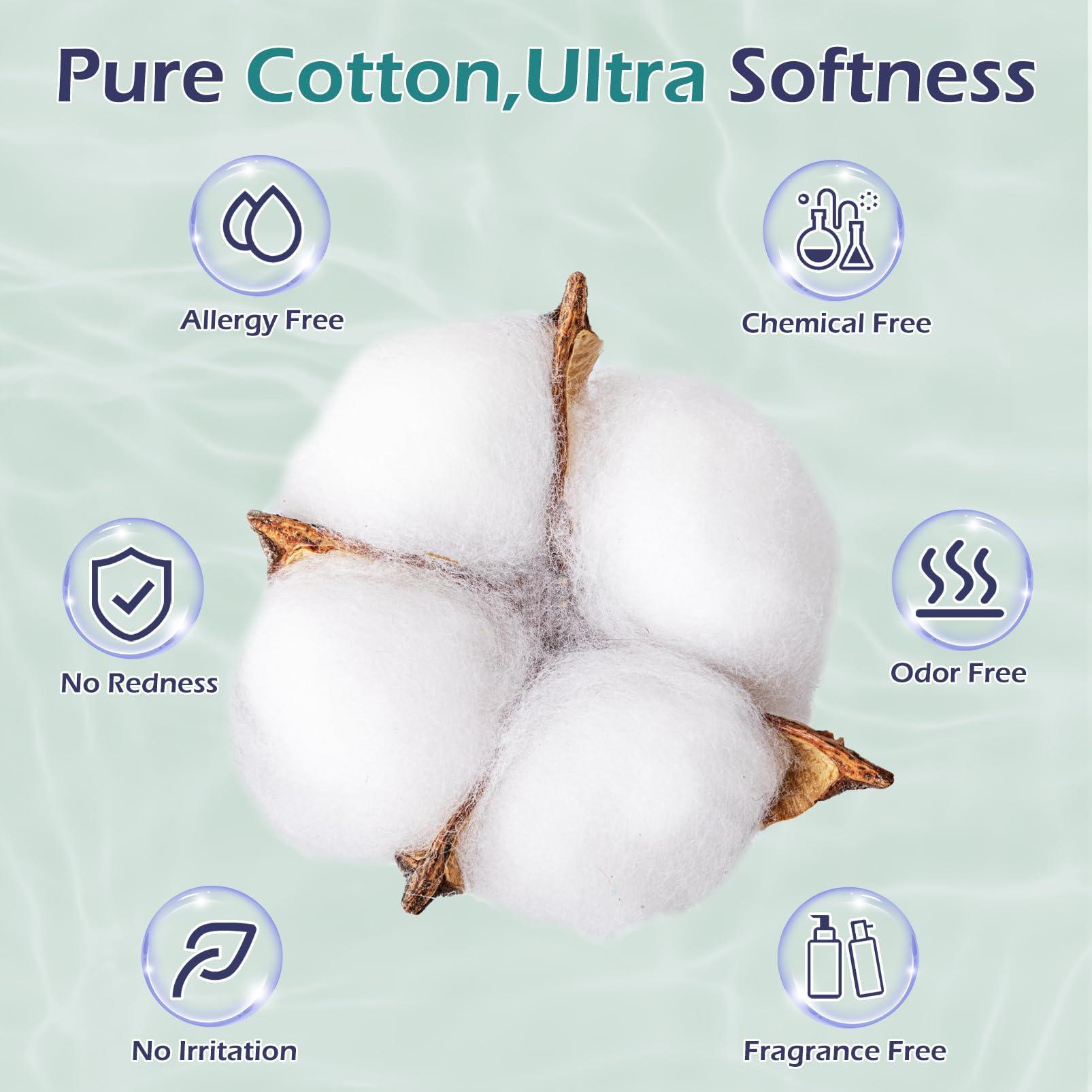 PureSoftness PureSoftness Disposable Face Towel, 100% Cotton, Extra Large 12\" x 10\", Soft Dry Wipe Face Wash, Makeup Remover, Biodegradable Towelette for Sensitive Skin 320 Count (4 Pack)
