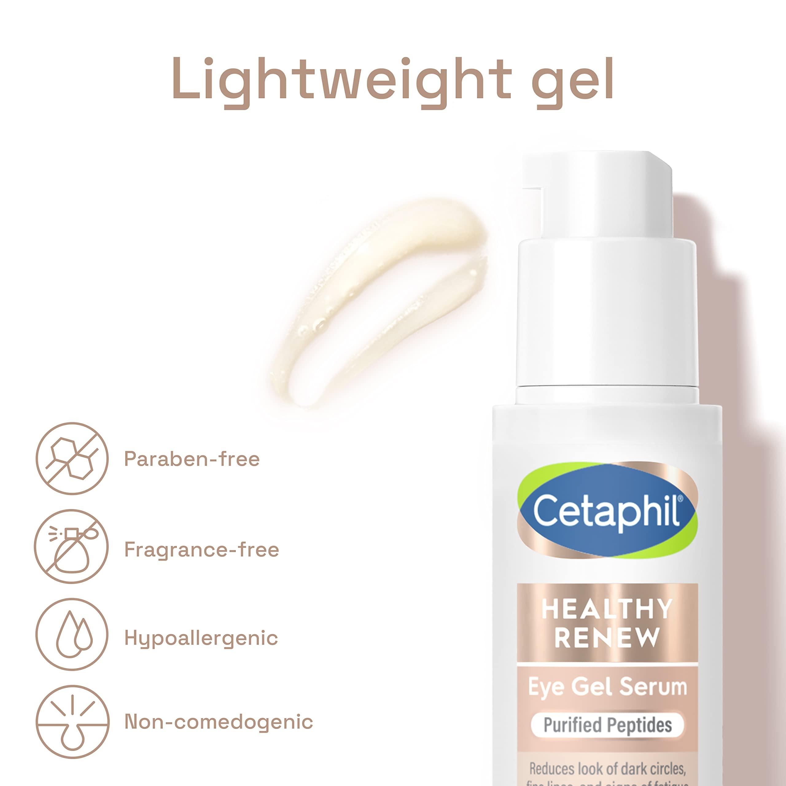 Cetaphil Cetaphil Healthy Renew Hydrating Eye Gel Serum 0.5 Oz, 24Hr Under Eye Cream for Anti Aging, Reduces the Appearance of Dark Circles and Wrinkles, Retinol Alternative Peptide Serum, For Sensitive Skin