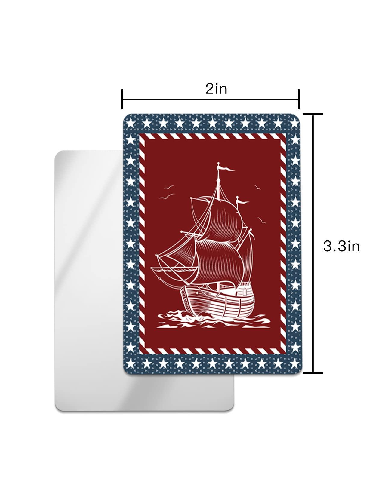 OComster OComster Independence Day Nautical Ocean Hand Drawn Red Compact Mirror Bulk Mini Card Mirror, American Flag Star Stripes Lace Small Compact Mirror for Purse, Rectangular Handheld Pocket Makeup Mirror