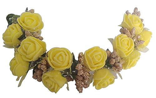 Aainaa Aainaa Hair Gajra Flowers For Wedding Artificial Hair Gajra Bun Gajra For Hair For Women And Girls, yellow