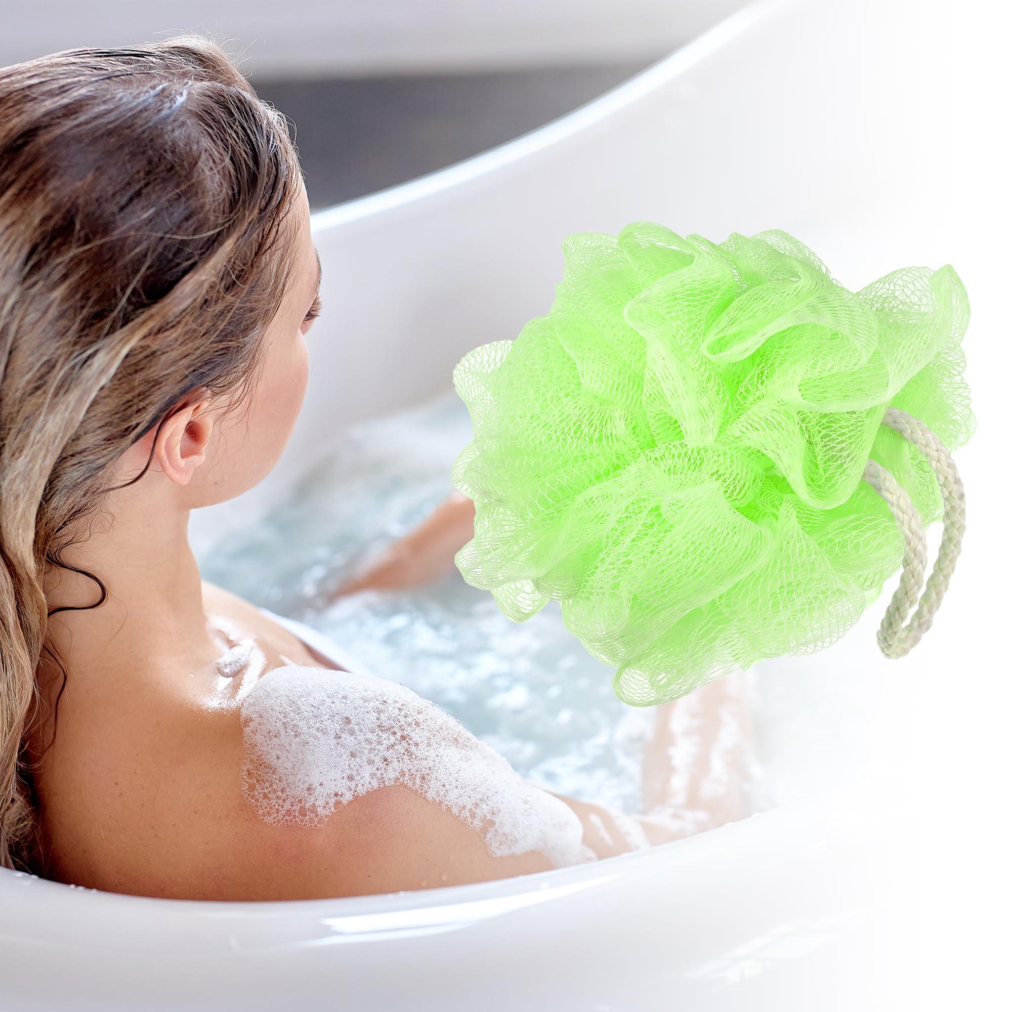 VOCOSTE VOCOSTE Bath Shower Loofah Sponges Body Puffs for Bathroom 5.12\"x5.51\" Green 1 Pc