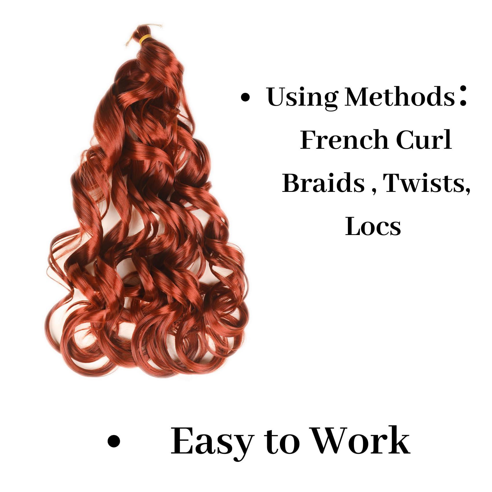 Leticia Ginger French Curl Braiding Hair Curly Loose Wave Braiding Hair Synthetic Fiber Soft 24 inch