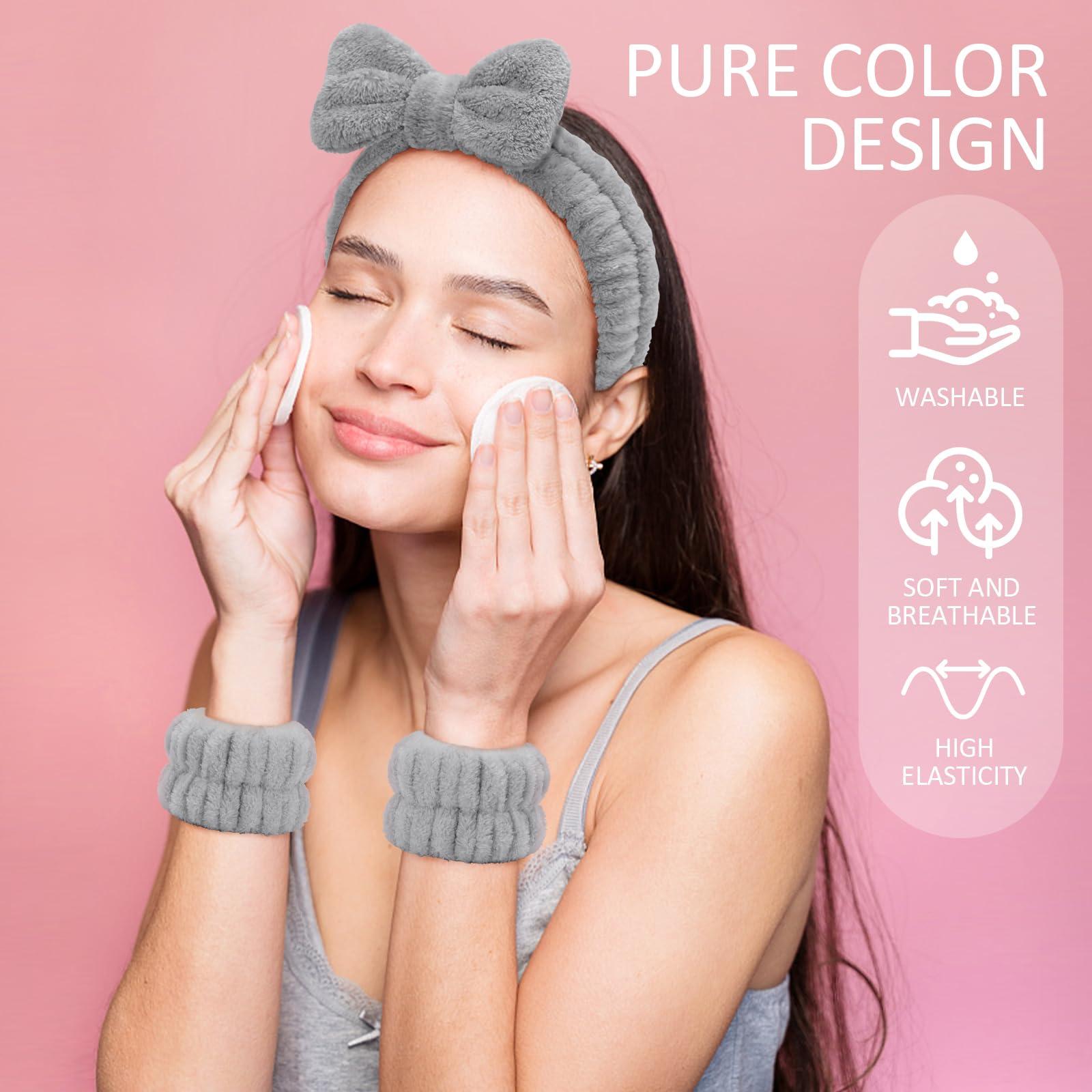 EIMMBD EIMMBD Wrist Towels for Washing Face, Microfiber Face Washing Wristbands Makeup Headband Spa Wash Towel Band Absorbent Wrist Sweatband for Women (Grey, 9 PCS)