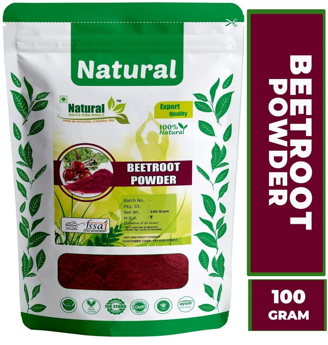 india Pure Beet Root Powder for Skin Brightening, Face Pack & Nourishes Hair & Scalp | Make it Smoothies, Juice, Candy, Cakes, Skin and Lips Care products-100g
