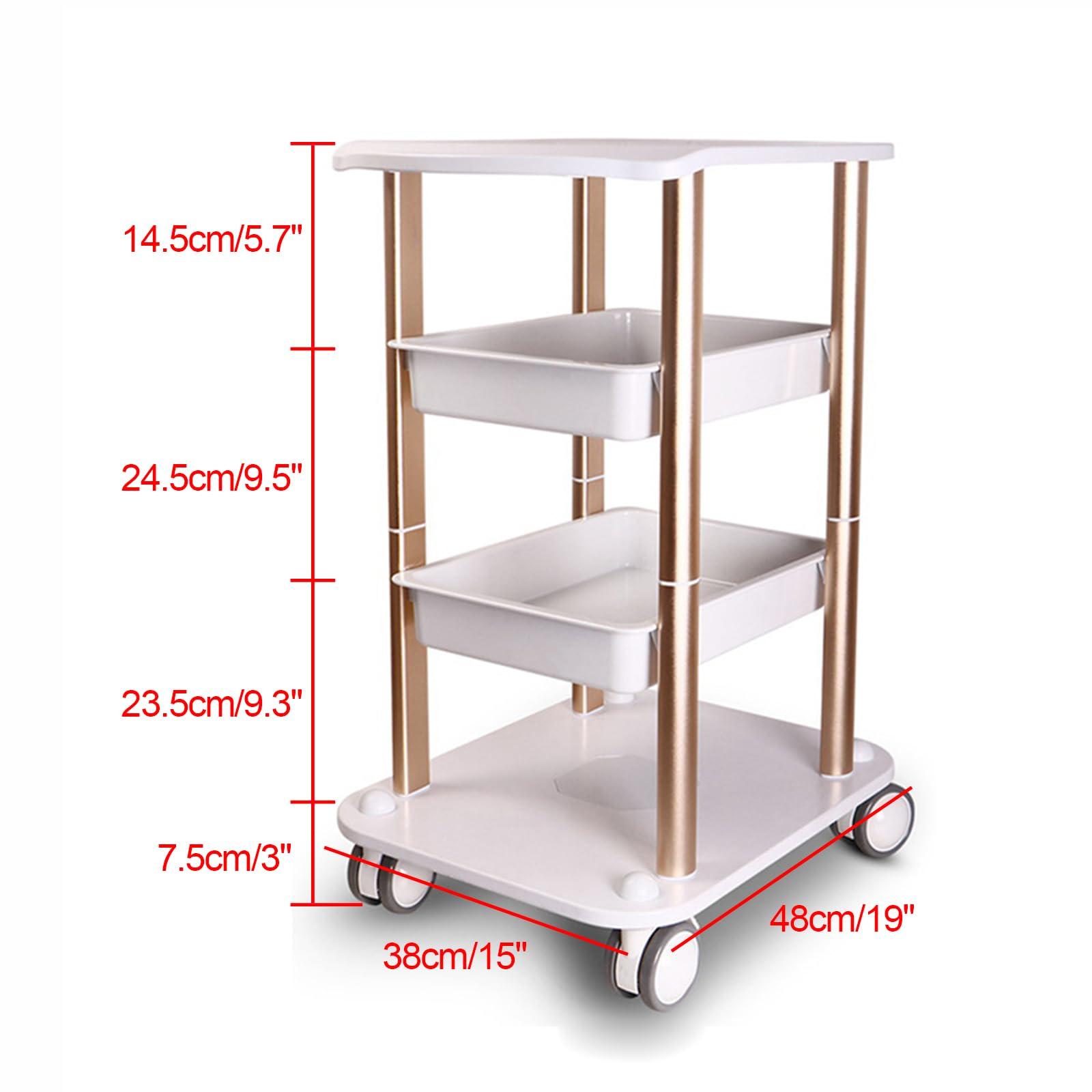 EurHomePlus Beauty Trolley Cart with Wheels, Salon Spa Rolling Trolley, Beauty Machine Trolley for Spa Beauty Salon, Load 150kg for Hair Salon, Spa Salon Storage Equipment Organizer Stand