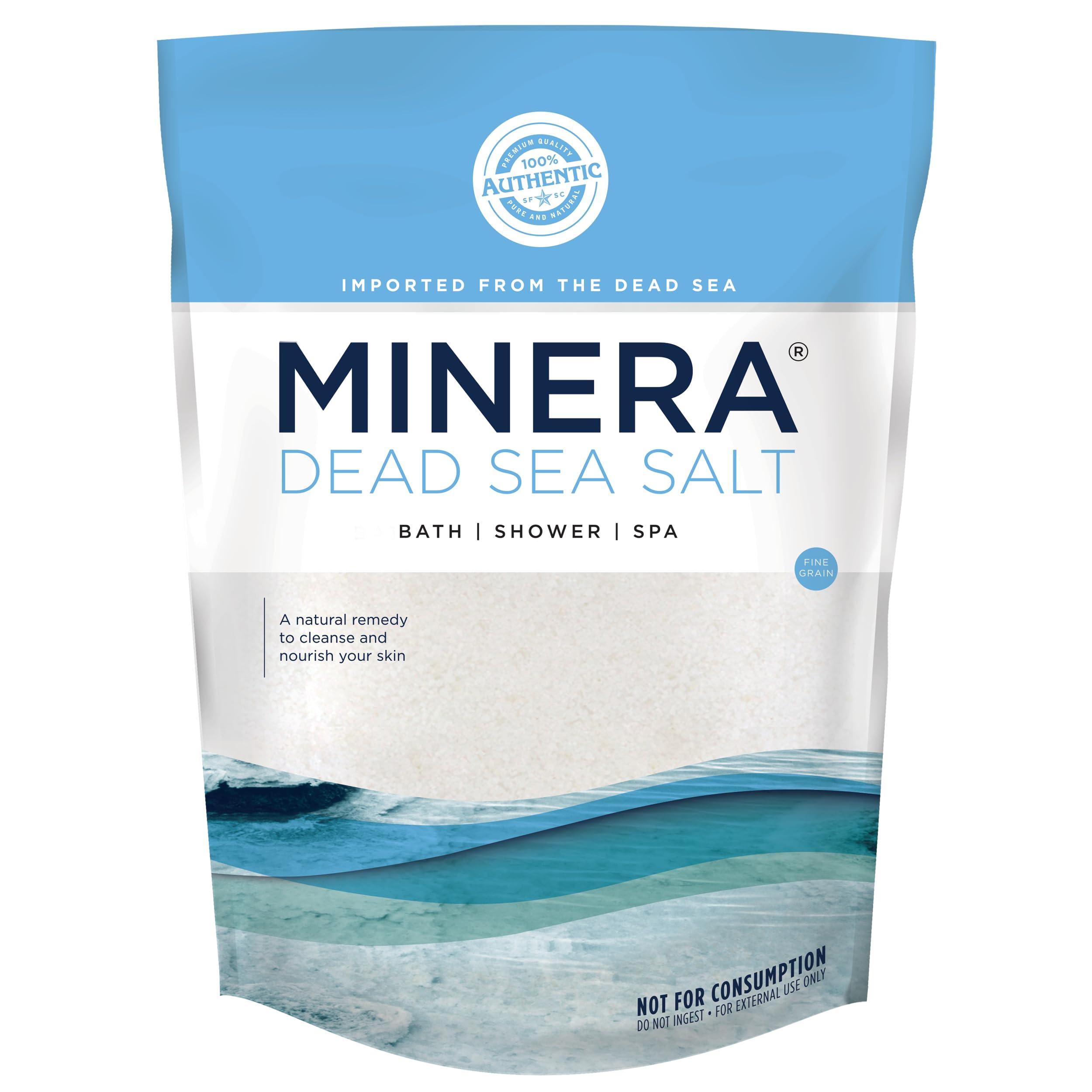 Minera Minera Dead Sea Salt, 100% Pure & Natural, 5 lbs. Fine Grain (0-1.7 mm) Bulk Bag, Easily Dissolving Dead Sea Salts for Soaking & Bathing, Skin Nourishing Fine Sea Salt, Unscented