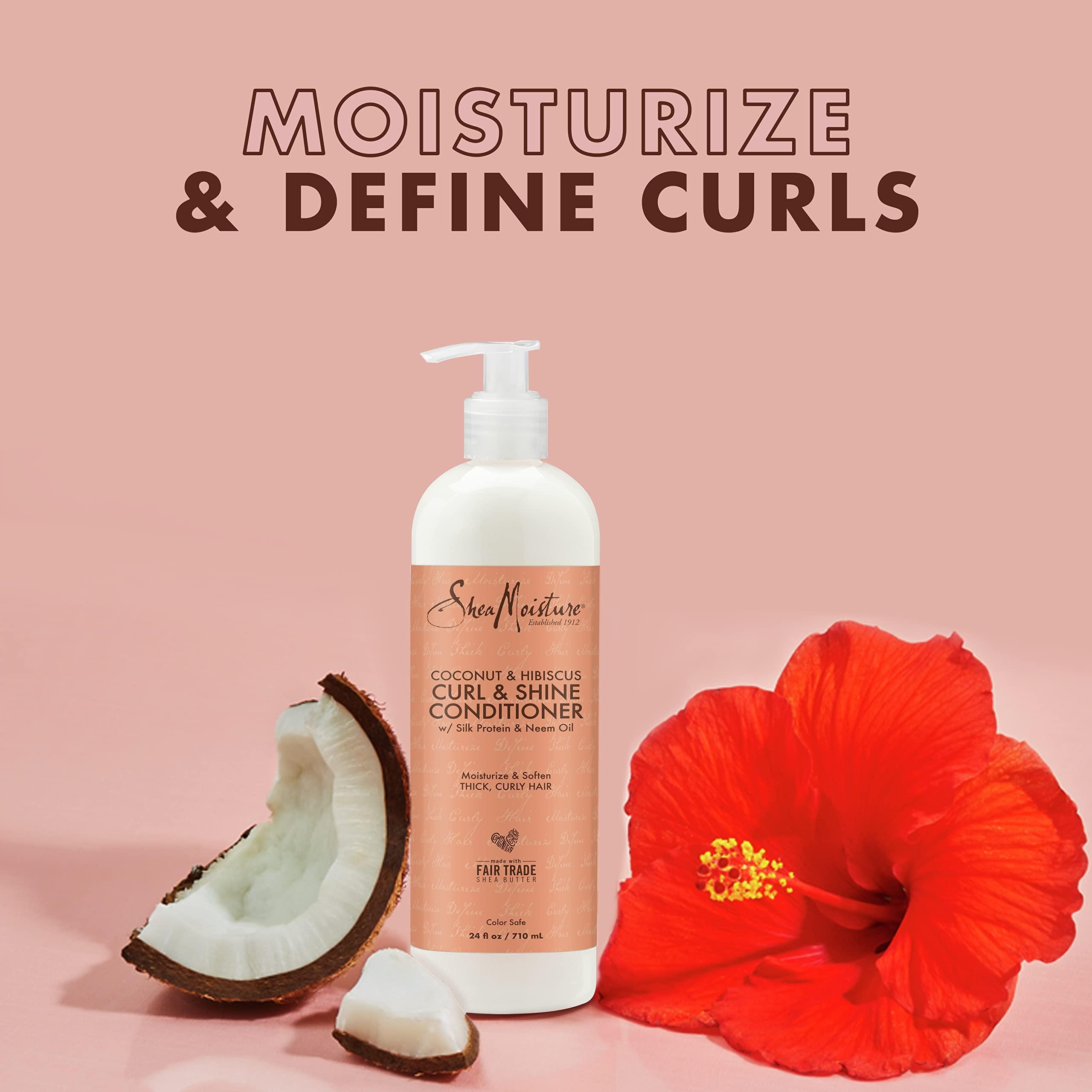 SheaMoisture SheaMoisture Coconut and Hibiscus Conditioner for Dry Curly Hair Coconut and Hibiscus Sulfate Free Conditioner, 24 Fl Oz & Fair Trade Sulfate Free Coconut Hibiscus Curl & Style Milk