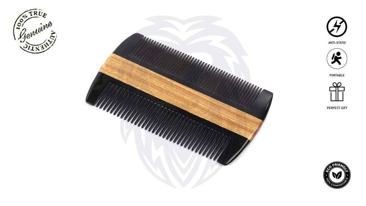 MAN & MANE Premium Natural Ox horn and Sandalwood Beard Comb Dual-Action | Double Sided Beard & Mustache Comb with Black Protective Case | Perfect Grooming Companion & Gift for Men  by Man & Mane