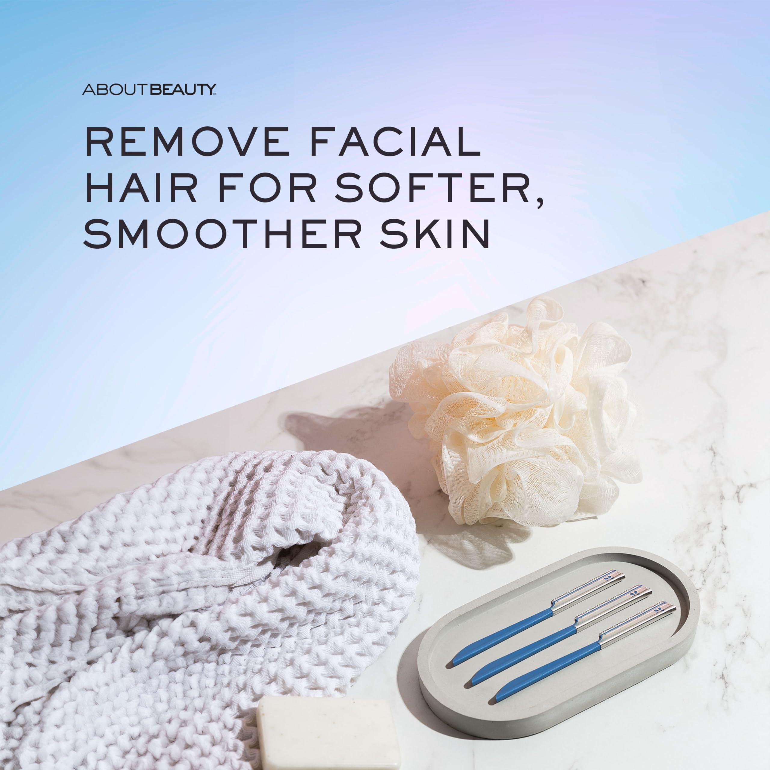 About Face About Face Pro-Premium Facial Razors - 3 Beauty Groomers for Hair Removal, Ideal for Shaving, Exfoliating, Dermaplaning and Brow Shaping, Japanese Stainless Steel Gently Removes Facial Hair