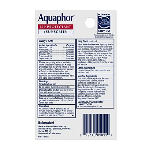 Aquaphor Aquaphor Lip Repair Lip Balm with Sunscreen, Lip Protectant, Lip Balm SPF 30, 0.35 Oz Tube (Pack of 48)