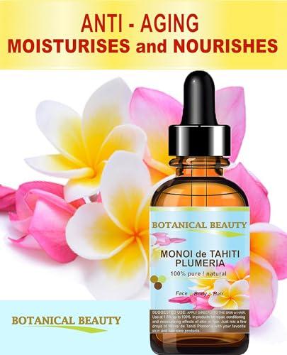 Botanical Beauty Botanical Beauty MONOI DE TAHITI PLUMERIA OIL Pure Natural. 2 Fl. Oz.- 60 ml. for Face, Skin, Hair, Nail Care and Body
