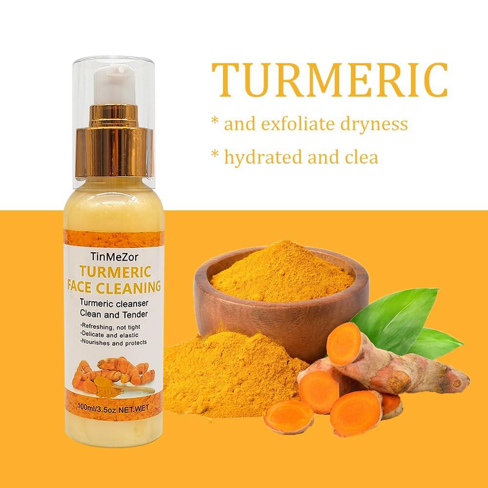 TinMeZor Turmeric Foaming Face Cleanser,Turmeric Cleanser for Face,Tumeric Face Wash,2 PCS Turmeric Facial Cleanser