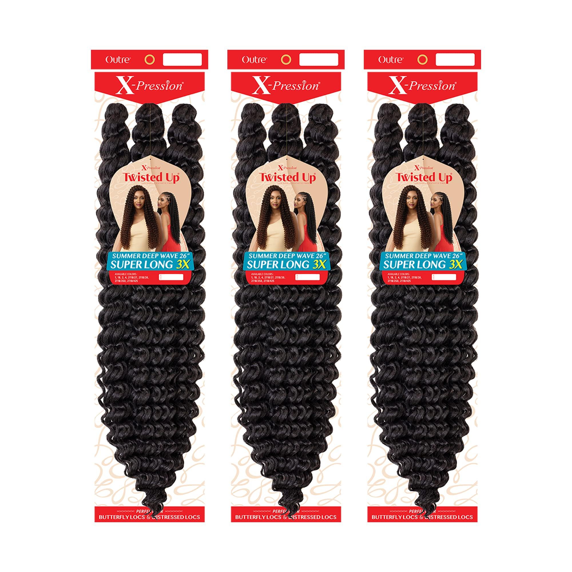 Outre Braids Outre Crochet Braid X-Pression Twisted Up 3X SUMMER DEEP WAVE 26 SUPER LONG (3-Pack, 4)