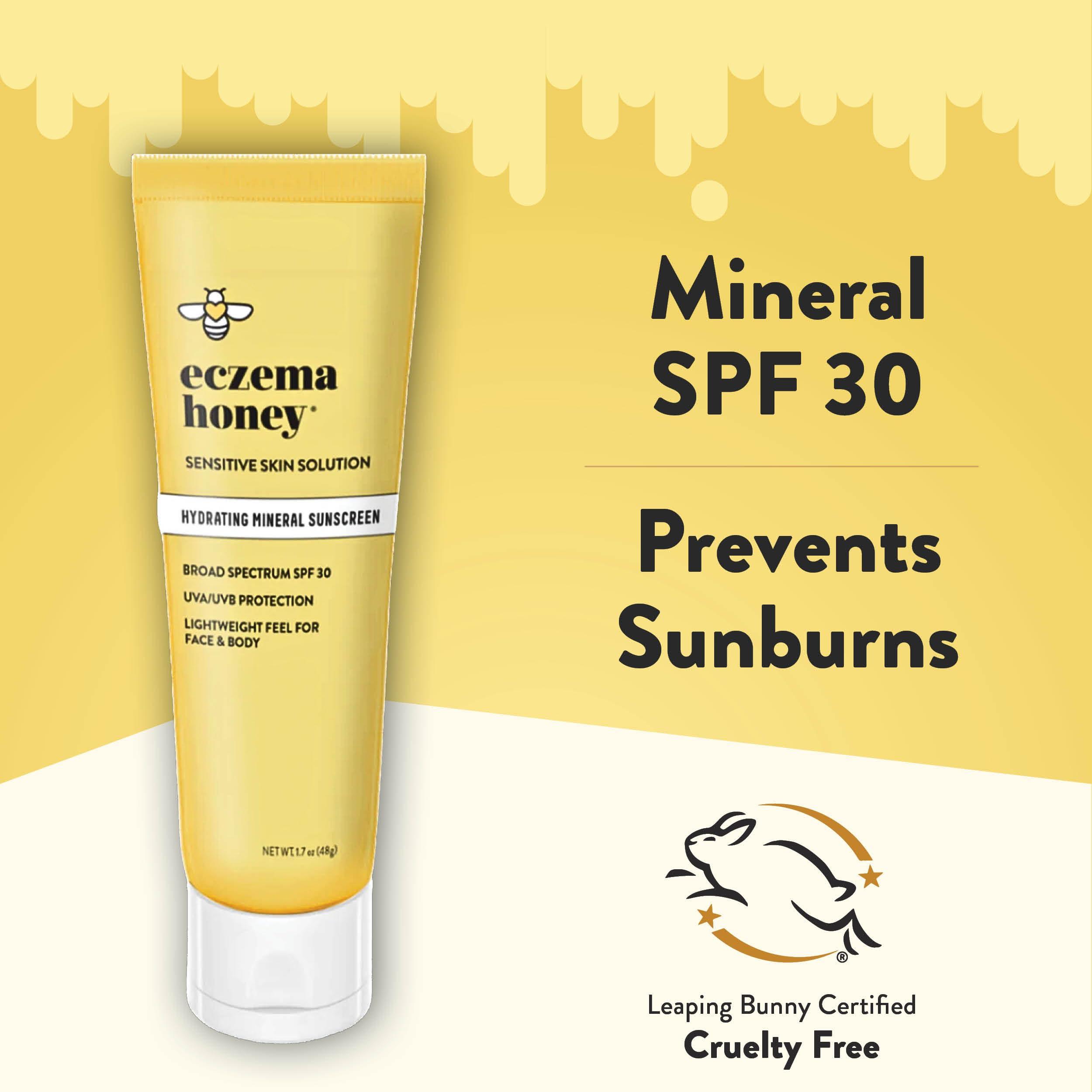 ECZEMA HONEY Eczema Honey Hydrating Mineral Sunscreen - Lightweight SPF 30 Sun Cream - Body & Face Sunscreen for All Ages (1.7 Oz)