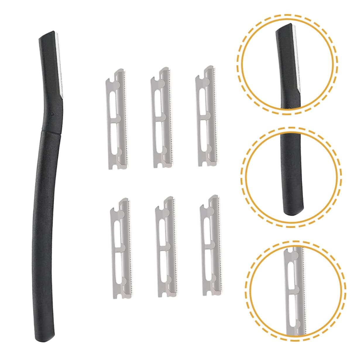 MUSISALY MUSISALY Men's Eyebrow Trimmer Lightweight with 6 Replacement Blades Black for Travel Home Use