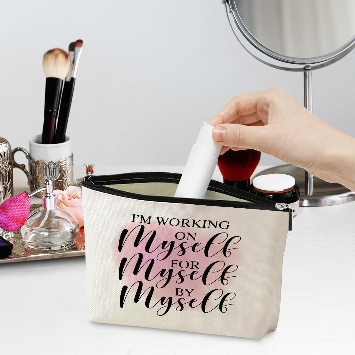 jeilink Positive Affirmations Makeup Bag Self Love Gifts Inspirational Quotes Motivational Mental Health Gifts for Women Female Friend Colleagues Birthday Friendship Mothers Day Nurse Day Travel Toiletry Bag