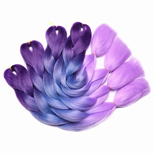 STREJHYT 5Pcs Shadow Jumbo Braiding Hair Extensions 60 Cm 100G Synthetic Brown Blonde Gray Pink Purple Blue Crochet Braids Hair Bundles T#27613 24inches