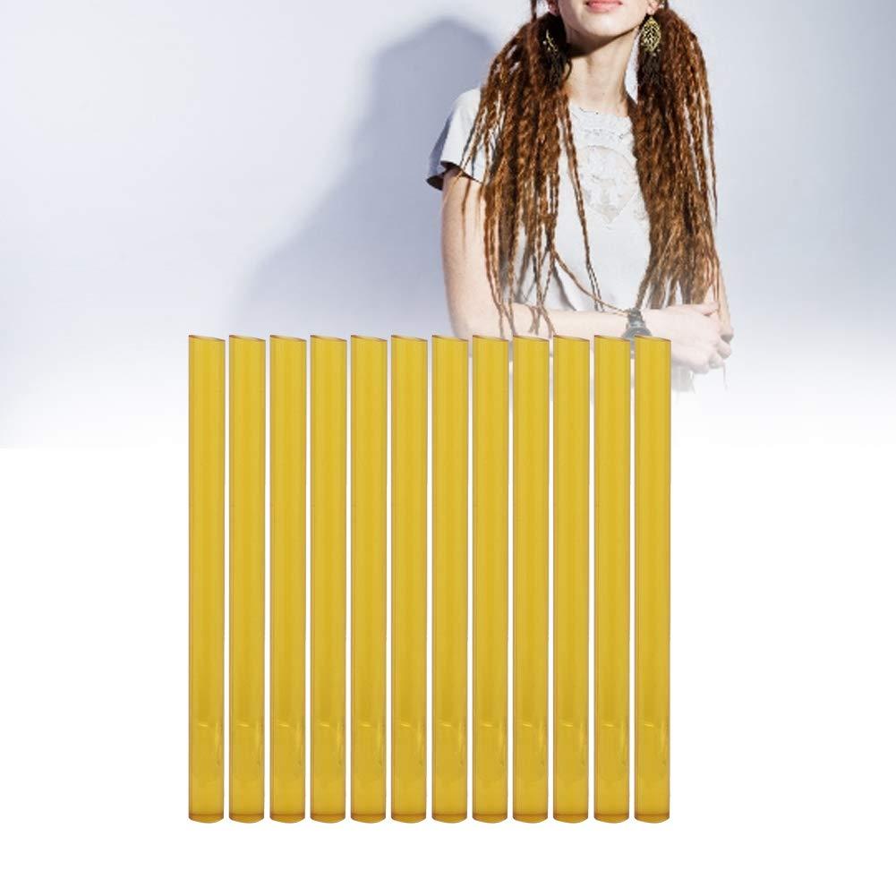 oceanside 12Pcs Professional Wig Hair Extension Hot Glue Adhesive Sticks Hair Styling Tool Wig Styling Tools(Yellow)