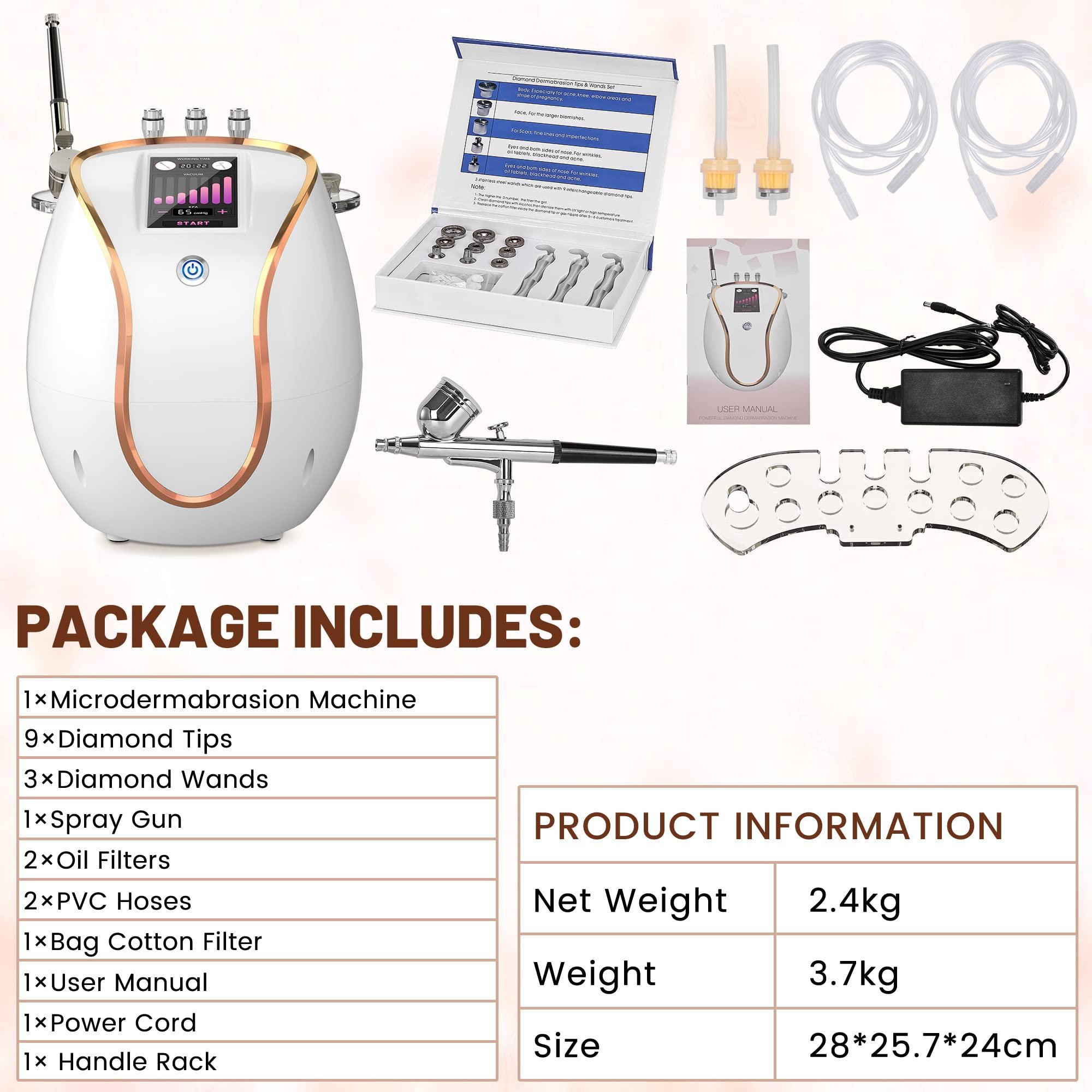 Beauty Star 2 IN 1 Diamond Microdermabrasion Machine, BEAUTY STAR Professional Micro Dermabrasion Machines at Home , Esthetician Supplies Beauty Device for Face Peeling & Cleansing, Suction Power: 0-65cmHg