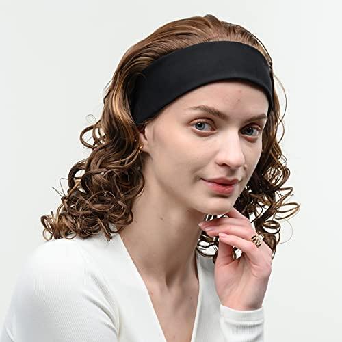 YIMOYIMO Brown Mix Blonde Highlights Curly Headband Wig for Women Long Big Bouffant Fashion Synthetic Hair Heat Resistant Fiber for Daily Party Christmas (8/26)