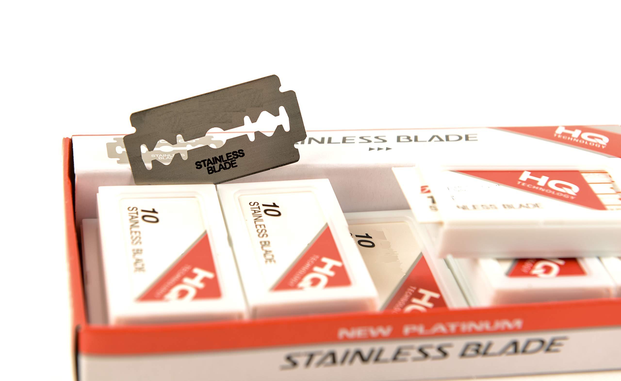 EcoQuality [200 PACK] Double Edge Stainless Steel Razor Blades - Men's Safety Razor Blades for Shaving - Platinum Stainless Steel Double Edge Razor Blades - Precise, Smooth, Clean Shave and Barber Shops