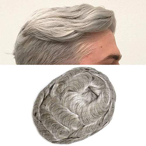 Notherss Full Swiss Lace Mens Toupee Transparent French Lace European Human Hair System For Men With Soft Lace Front Natural Hairline And Bleached Knots Hand Tied Hair Replacement Unit For Men Durable Men Weave For Thinning Hair (8X10, #260 2# DARKEST BROWN60