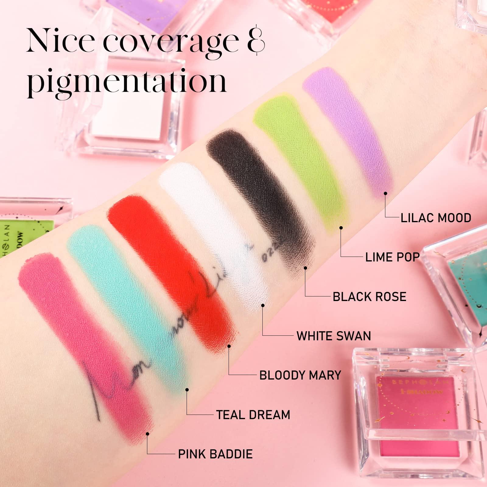 BEPHOLAN BEPHOLAN Single Matte Black Eyeshadow Palette,Black Blush,Cake Eyeliner Powder Goth Makeup Eyeshadow, Black Gothic Vampire Blood Makeup,Black Rose