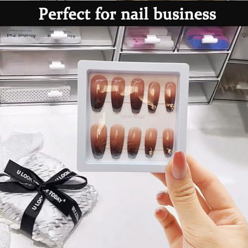 GUXACU GUXACU 32 Pack Press On Nail Packaging Boxes - 3D Floating Storage and Display Box With 90pcs Double Sided Adhesive Tape for Nail Tech