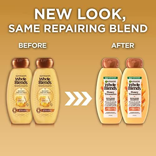 Garnier Garnier Whole Blends Honey Treasures Repairing Shampoo, for Dry, Damaged Hair, 22 Fl Oz, 2 Count (Packaging May Vary)