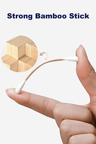XUMZEE 300ct Cotton Swabs with Strong Bamboo Sticks by Xumzee: 100% Pure Natural Cotton,Biodegradable, Chemical Free Cotton Buds