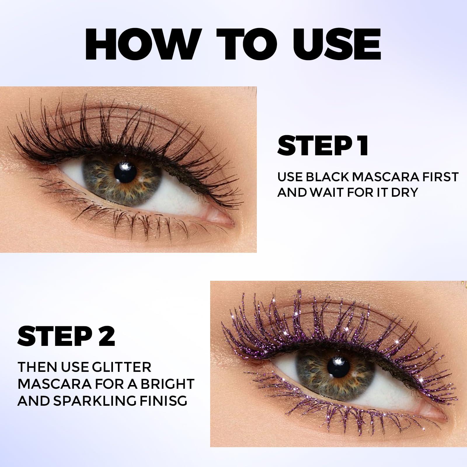 FOCALLURE FOCALLURE Star Drifter Glitter Mascara,Define Long Lasting Curling Eyelashes,Lightweight & Dries Quickly,Soft Gel Formula Mascara Create a Subtle Shimmer Look to your Eyelashes,PK03 VANITY OF GALAXY