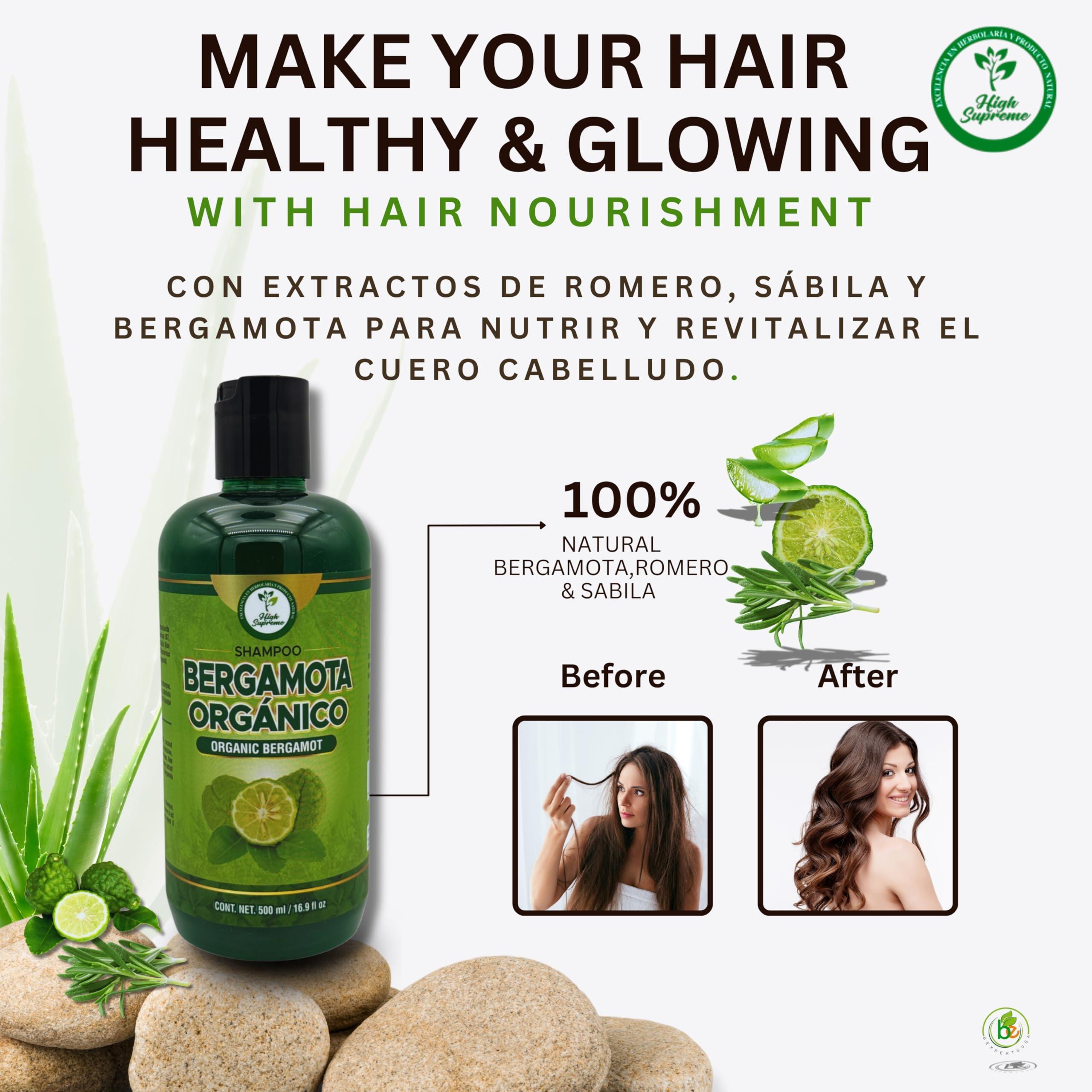 HIGH SUPREME HIGH SUPREME Shampoo organic bergamot (16.9 fl oz) with aloe vera & rosemary SHAMPOO ORGANICO BERGAMOTA con Sabila & Romero Cont. net. 500 ml