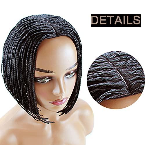 KXW KXW Braided Wigs Box Braids Wig for Black or White Women, Short Bob Wigs Synthetic Hair None Lace Front Wigs for Daily Wear (Natural Black, 10inch/25cm)