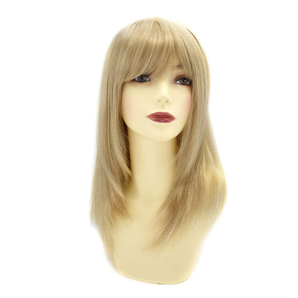 LHC Hand-Tied Mono Top Wig Brown Blonde Straight Synthetic Hair Monofilament Wigs (#P613)