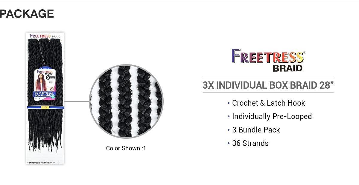 Fisher-Price FreeTress Crochet Braids 3X Individual Box Braid 28" (1-pack, T27)