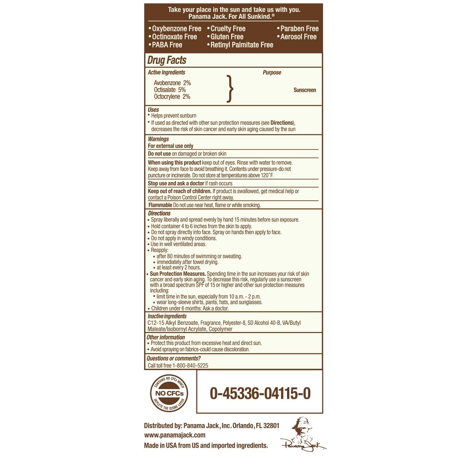 Panama Jack Panama Jack Continuous Spray Sunscreen, SPF 15, 5.5 Ounce