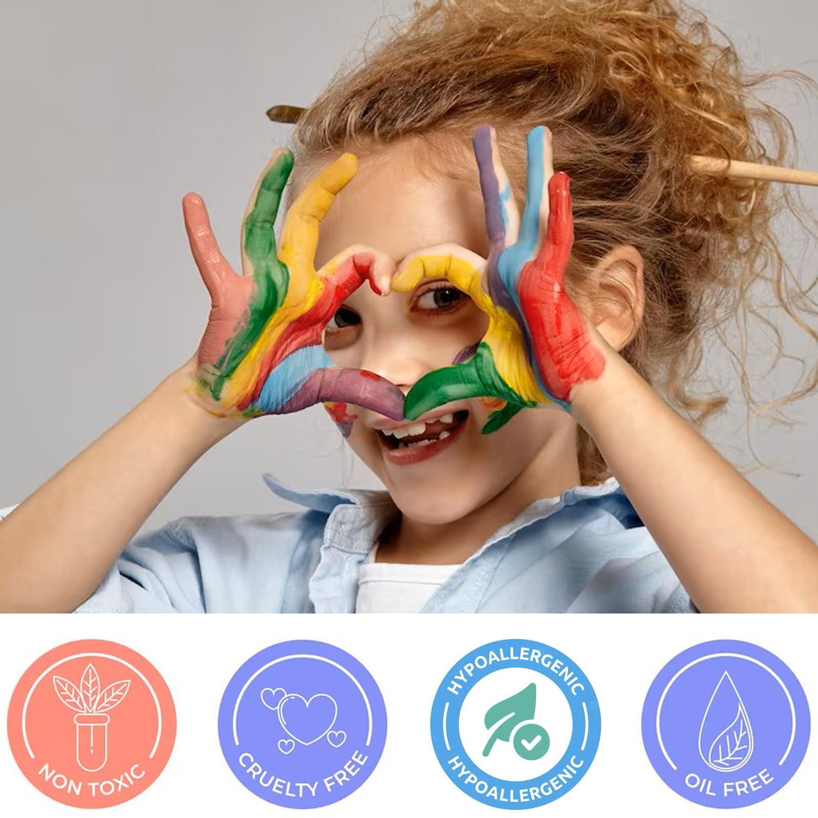 Mysense Mysense Red White and Blue Face Paint,Water Based Washable Clown Makeup Kit,Non-toxic Cream Body Paint for Adults and Children USA Face Paint and Halloween SFX Cosplay Makeup,0.6oz/pc