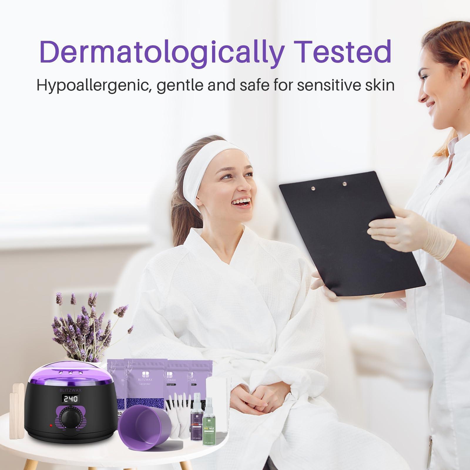 BLITZWAX BLITZWAX Waxing Kit for Women Men Digital Wax Kit Suitable for Sensitive Skin/Brazilian/Full Body/Bikini/Hair Removal Hard Wax Kit with 50 Wax Items for Home, Salon and Beginners