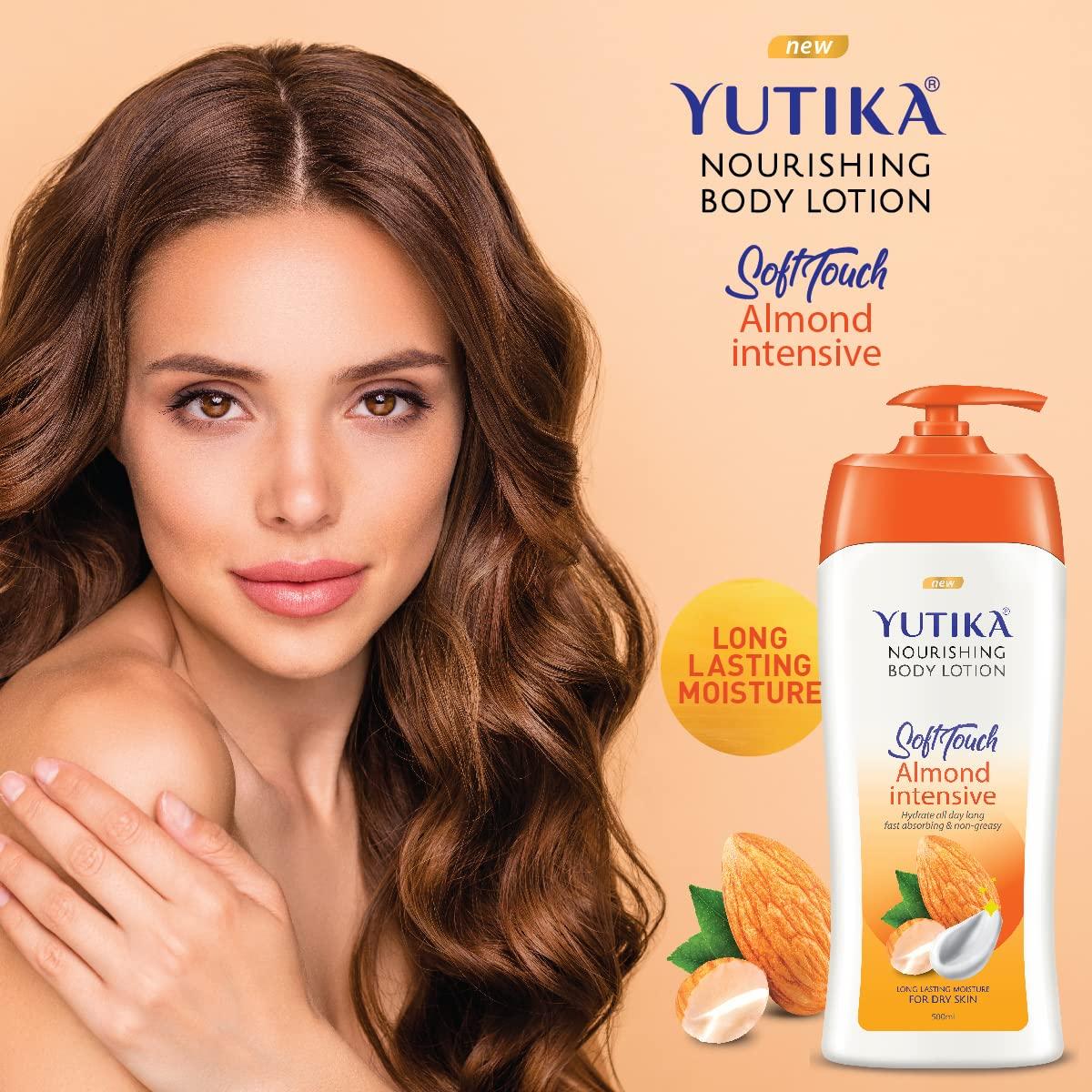Yutika Yutika Soft Touch Nourishing Body Lotion For Women And Men, All Day Long Lasting, Non Greasy, Fast Absorbing Lotion for Dry & Normal Skin (Almond, 16.90 Fl Oz)