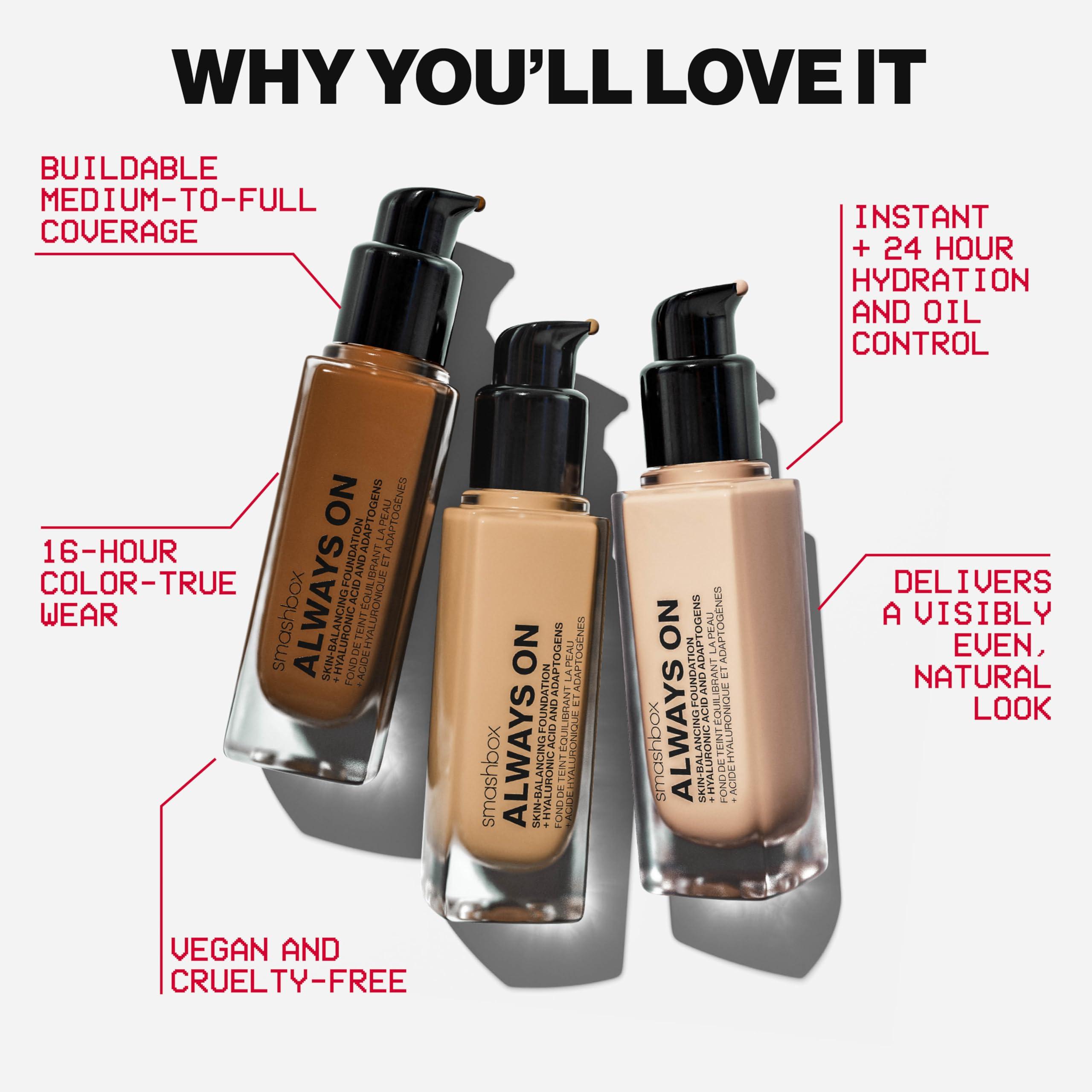 Smashbox Smashbox Always On Foundation with Hyaluronic Acid | Medium-To-Full Coverage | Hydrating + Long Lasting, 1 Fl Oz, F10W