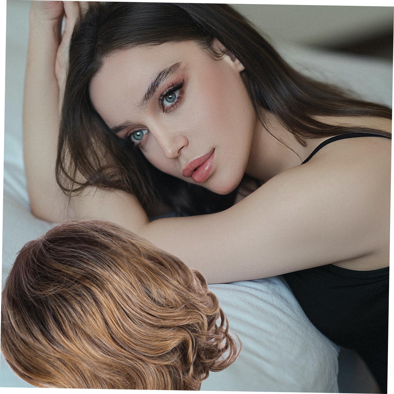 Housoutil Housoutil 2pcs Women\'s Short Curly Wig Pixie Wig Short Wigs for Women Hair Wig for Women Wigs for White Women Party Wigs for Women Wigs for Women Human Hair Short Wig for Women Woman Yellow