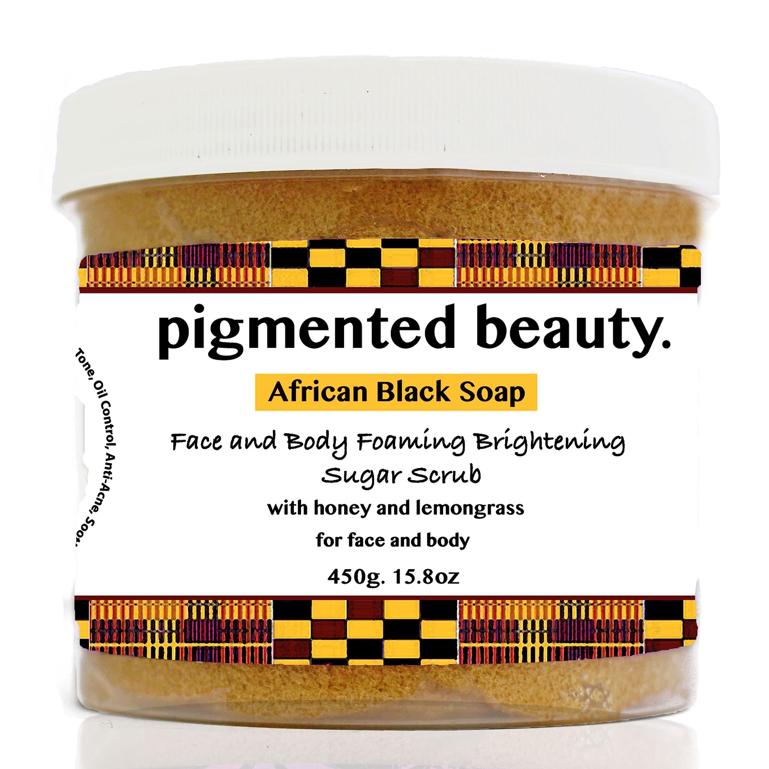 Pigmented Beauty Pigmented Beauty - African Black Soap Brightening & Foaming Sugar Scrub For Face and Body with Honey 450g