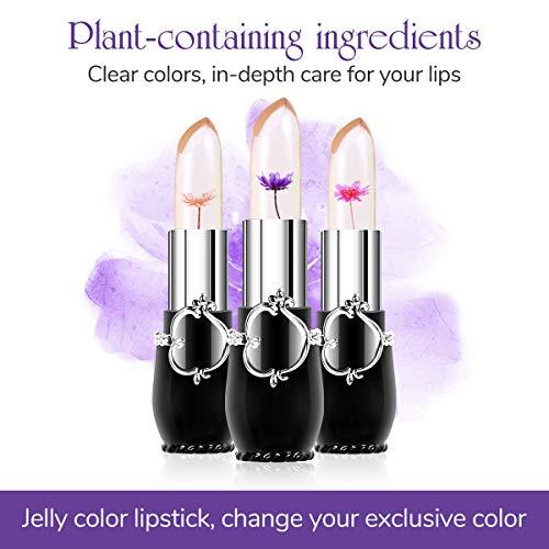 Aooba 6Pcs Flower Jelly Lipsticks Set Lip Gloss Moisturizer Temperature Color Change Flowers Long Lasting Lipsticks for Women Girls