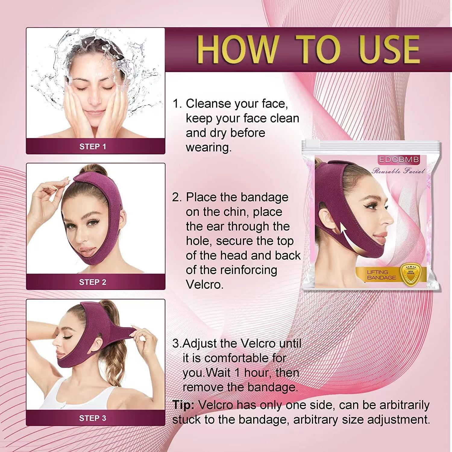 EDCBMB Double Chin Reducer,Face Slimming Strap,V line Lifting Mask,Eliminator, Remover,Tape,V Shaped Belt Facial for Women and Men,Reusable Strap for sleeping jawline Jaw Exerciser EDCBMB