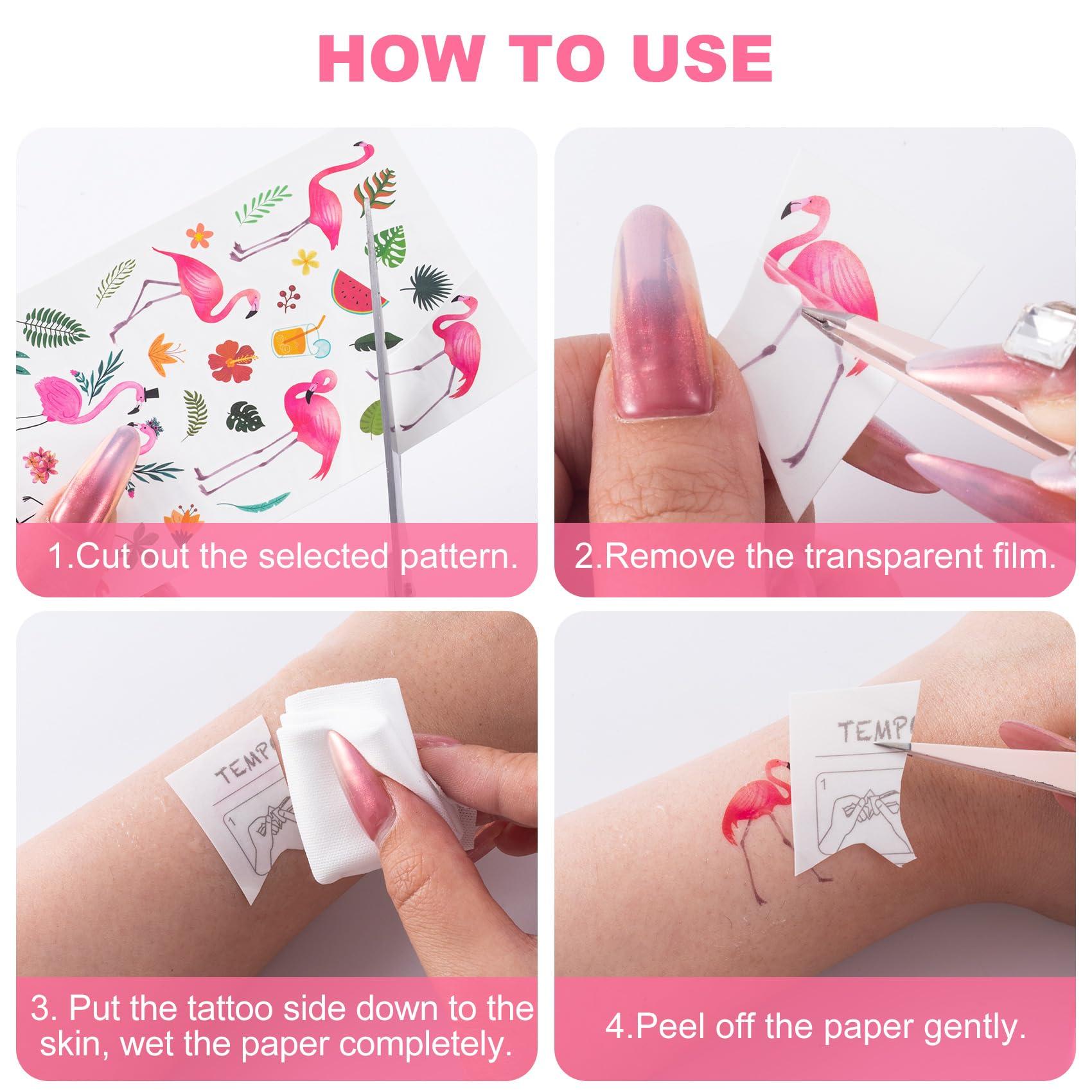 HINZIC HINZIC 20 Sheets Cute Animal Temporary Tattoo for Kids Play, Vinyl Waterproof Flamingo Summer Cartoon Tattoos Stickers for Children Party Makeup Cosplay Drama Shows