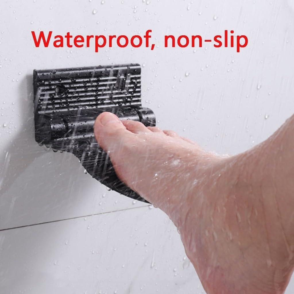 SBOJI Shower Foot Rest, Non-Slip Foot Rest, Aluminum Alloy Shaving Shelf Fold-Up Shower Foot Rest for Shaving Legs Shower (Color : Black)