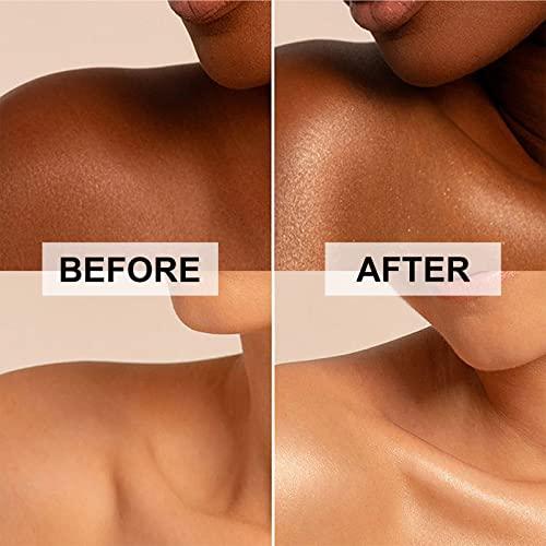 Lezero Body Shimmer Oil, Waterproof Long Lasting Moisturizing Bronze Body Luminizer Glow For Face & Body, Liquid Illuminator Body Highlighter 1oz/Jars, Makeup Brush Include (Rose Gold #01)