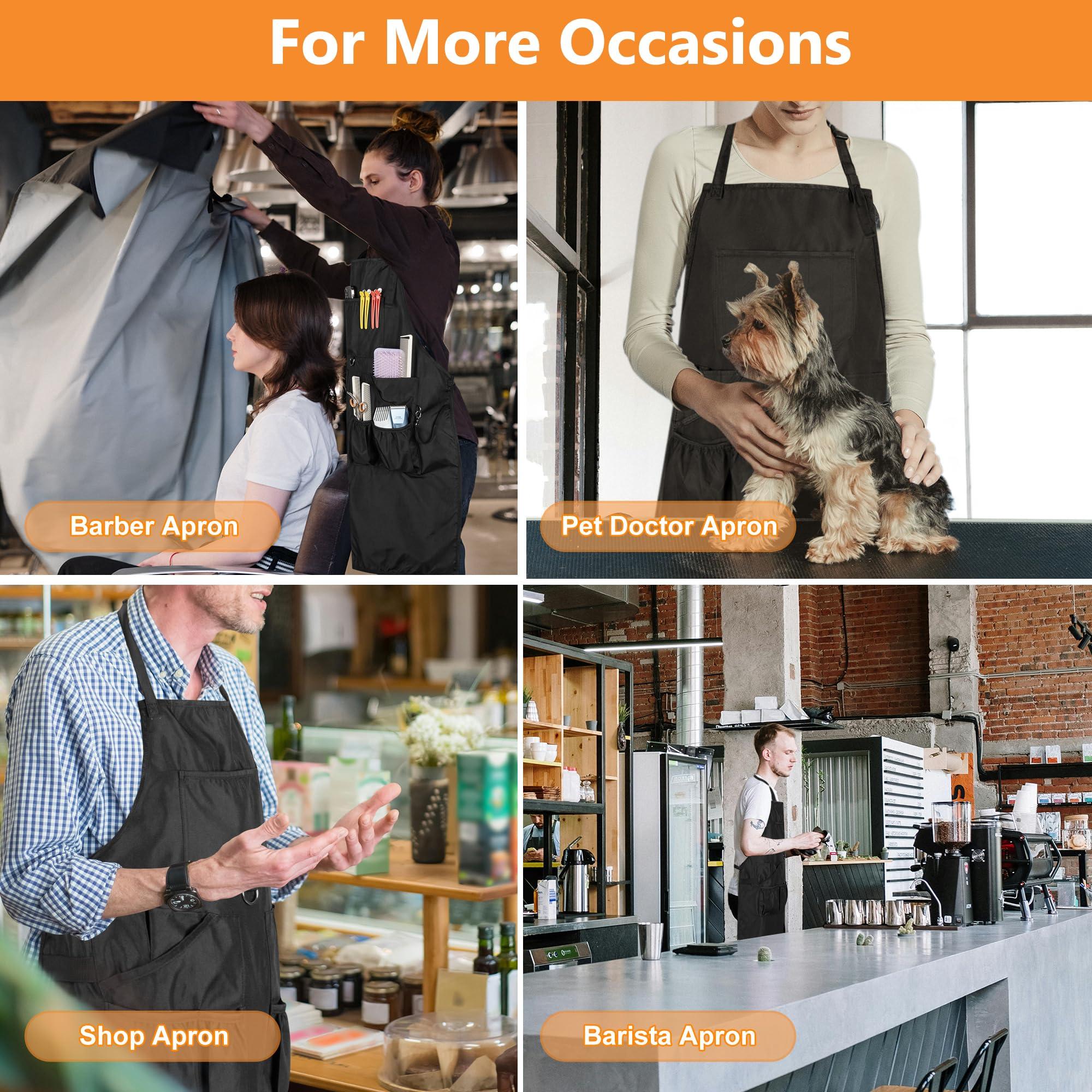 HODRANT HODRANT Barber Apron, Hair Stylist Apron with Multiple Pockets & Adjustable Neck Strap, Water-resistant Hair Cutting Apron for Men & Women, Bleach-proof Salon Apron for Hairdresser, Cosmetology