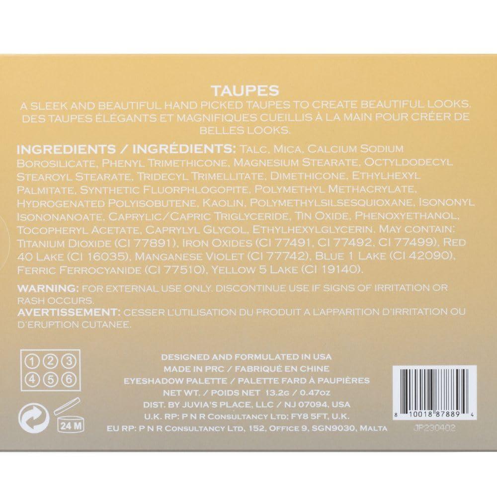 Juvia's Place Juvia\'s Place Palette The Taupes - Nude Shades with Deep Browns, Shades of 6, Professional Eye Makeup, Pigmented Palette, Makeup Palette for Eye Color & Shine